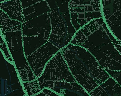 A street map of Ikeja, Lagos, with the trip route